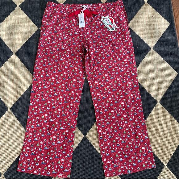 NEW $59 Vineyard Vines Preppy Printed Whale Lounge Pant Red Christmas XL NWT - Picture 2 of 14